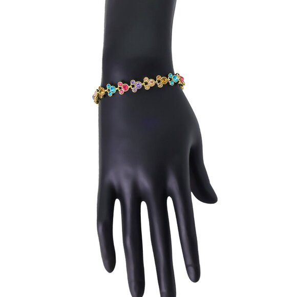 New In Box Disney Store,Crystal Multi Color Station Mickey Mouse Tennis Bracelet - Picture 4 of 8